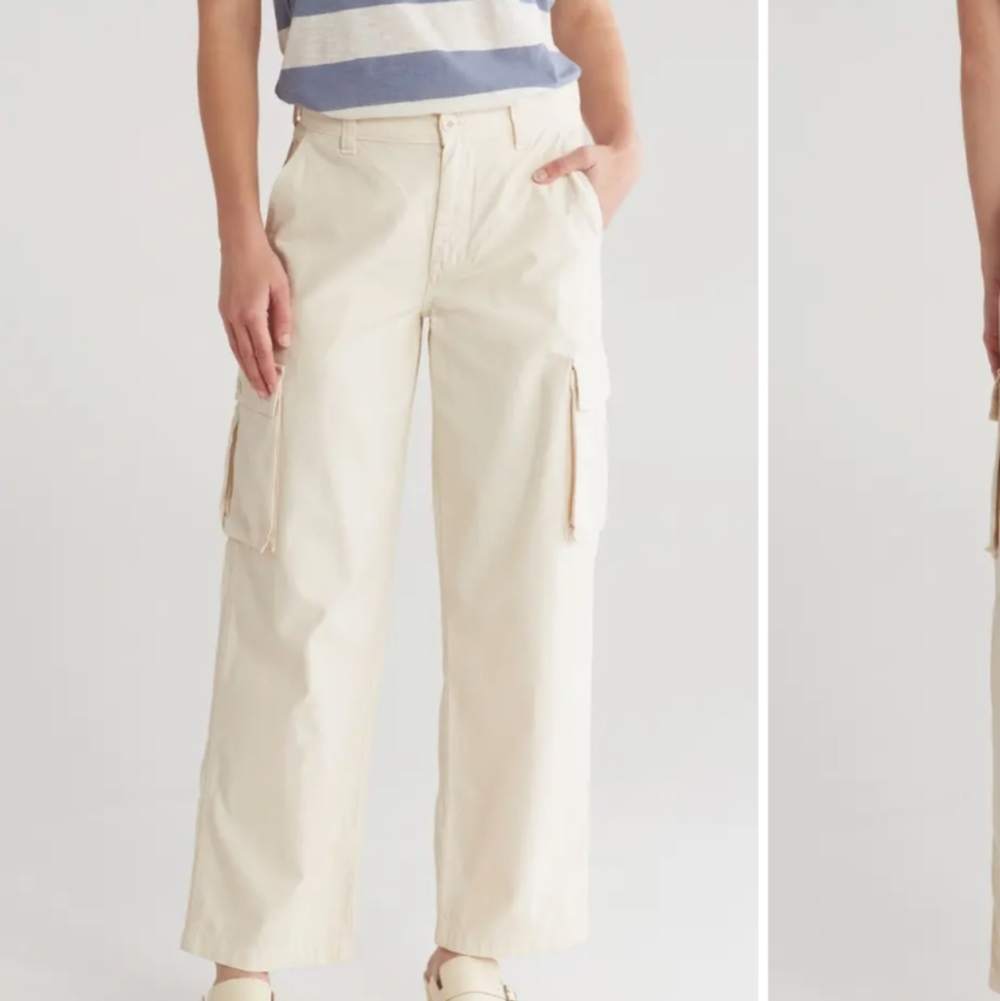 Madewell Straight Leg Cargo Jeans in Cream